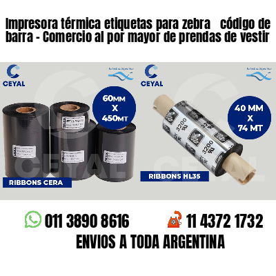 Impresora térmica etiquetas para zebra  código de barra - Comercio al por mayor de prendas de vestir